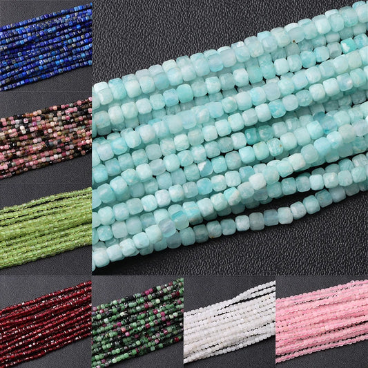 Heiße Natürliche Facettierte Stein Perle 2-3mm Kleine Quadratische Quarz Granat Glas Cube Lose Perlen Für Schmuck Machen hand Zubehör