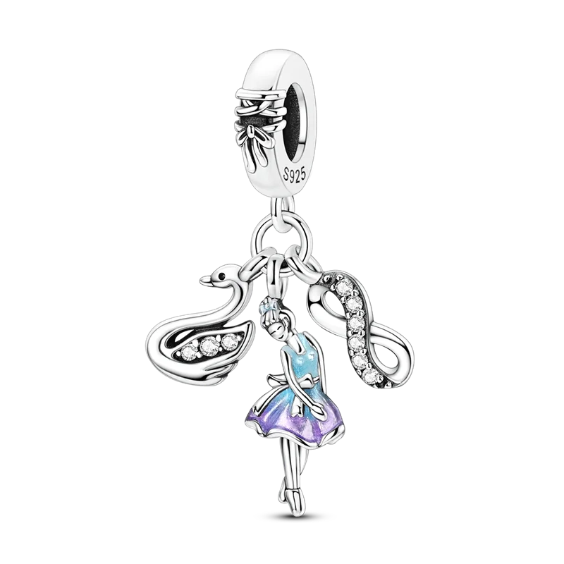 Original-Charm-Perle aus 925er-Sterlingsilber mit eingelegtem Zirkonium, Schleife, Liebesherz, Ballon-Anhänger, passend für Armbänder, DIY-Schmuckmarkierung