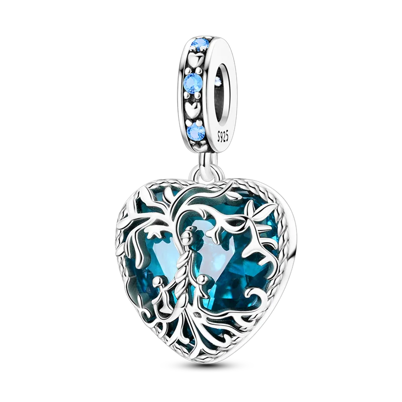 Charms aus 925er-Sterlingsilber, Baum des Lebens, Perlen, Kürbiskopf, Liebesherz, baumelnd, passend für Original-Armbänder, Halsketten, DIY-Modeschmuck