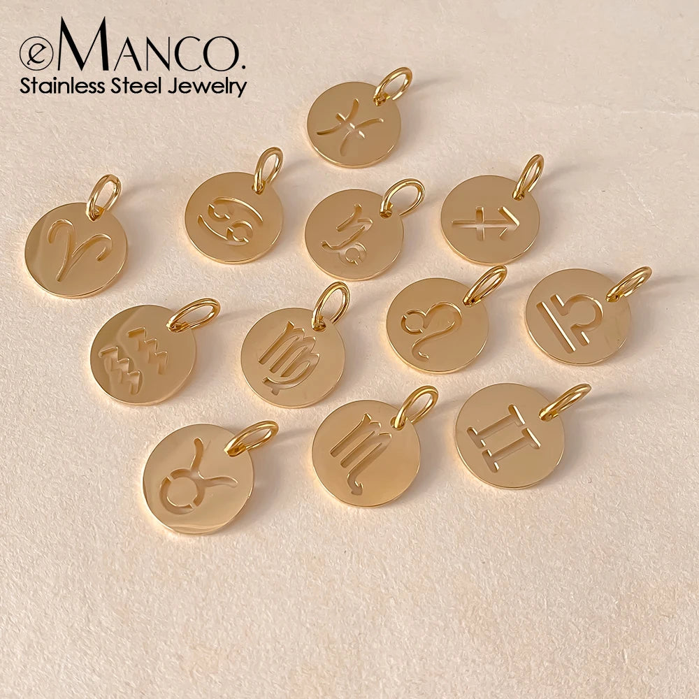 eManco Edelstahl-Skelett mit 12 Sternzeichen, Charm, DIY, Damenmode, Halskette, Schmuck, Zubehör, Herstellung, 48 Stunden Versand