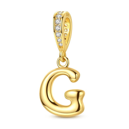 Golden Series Funkelnder Elefanten-Anhänger aus 925er-Sterlingsilber und 26 englische Alphabet-Anhänger, passend für Armbänder, exquisites Geschenk