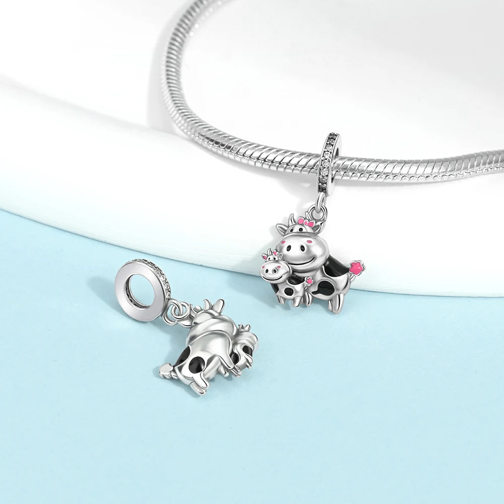 Animal Series Charms aus 925er-Sterlingsilber, Kaninchen, Katze, Pfau, Elefant, Türkei, Hund, passend für DIY-Armbänder, Halsketten, niedliche dekorative Geschenke