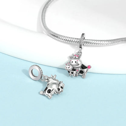 Animal Series Charms aus 925er-Sterlingsilber, Kaninchen, Katze, Pfau, Elefant, Türkei, Hund, passend für DIY-Armbänder, Halsketten, niedliche dekorative Geschenke