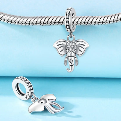 Charm-Anhänger aus 925er-Sterlingsilber, Elefant, Libelle, Tiefseefisch, für Frauen, DIY-Perlen, Original-Armband, edle Schmuckherstellung, Geschenk