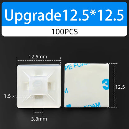 100PCS Selbstklebende Positionierung Upgrade Starker Kleber Sucker Kabelbinder Basen Montieren Draht Befestigung Sitz Linie Organizer Abnehmbare Wand