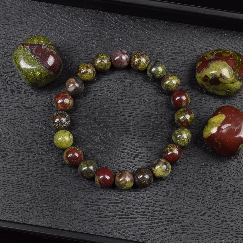 Natürliches Drachenblutstein-Armband aus echten Natursteinen, Perlenarmbänder, Edelsteine, Schmuck für Damen und Herren, echter Blutstein-Jaspis