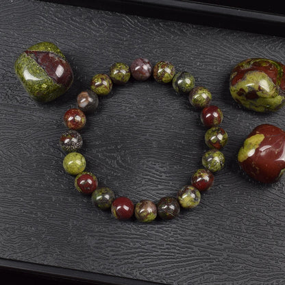 Natürliches Drachenblutstein-Armband aus echten Natursteinen, Perlenarmbänder, Edelsteine, Schmuck für Damen und Herren, echter Blutstein-Jaspis