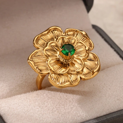 Luxus Edelstahl Ringe Vergoldet Bunte Stein Zirkon Kristall Herz Ring Für Frauen Hochzeit Boho Schmuck Weihnachtsgeschenk