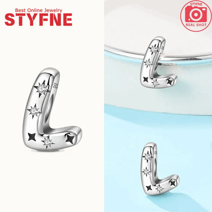 Charms aus 925er Silber, Buchstaben-Serie, Sternenlicht-Buchstaben, glänzende Zirkon-Perlen, passend für Armbänder, Zubehör, Schmuckherstellung, edler Schmuck, Geschenk