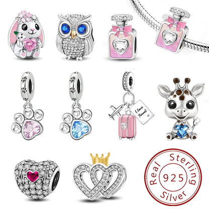 925 Sterling Silber Romantische Zirkon Rot Liebe Herz Charms Perlen Fit Original Pan Armband Armreifen DIY Edlen Schmuck Für Frauen