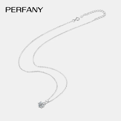 PERFANY 0,5-5CT Moissanit Halskette für Frauen S925 Reines Silber Klassische Sechs Klaue Runde Diamant Anhänger Minimalistischen Hochzeit schmuck