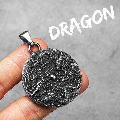Chinesischen Drachen Amulett Männer Halsketten Edelstahl Anhänger Kette Frauen Schmuck Coole Dinge Männliche Zubehör Geschenke Großhandel