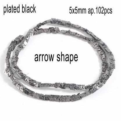 Schwarze vulkanische Lavagesteinperlen, Mineralperlen, Charms, Rohrwürfel, runde geometrische Formperlen für Schmuckherstellung, DIY-Armband