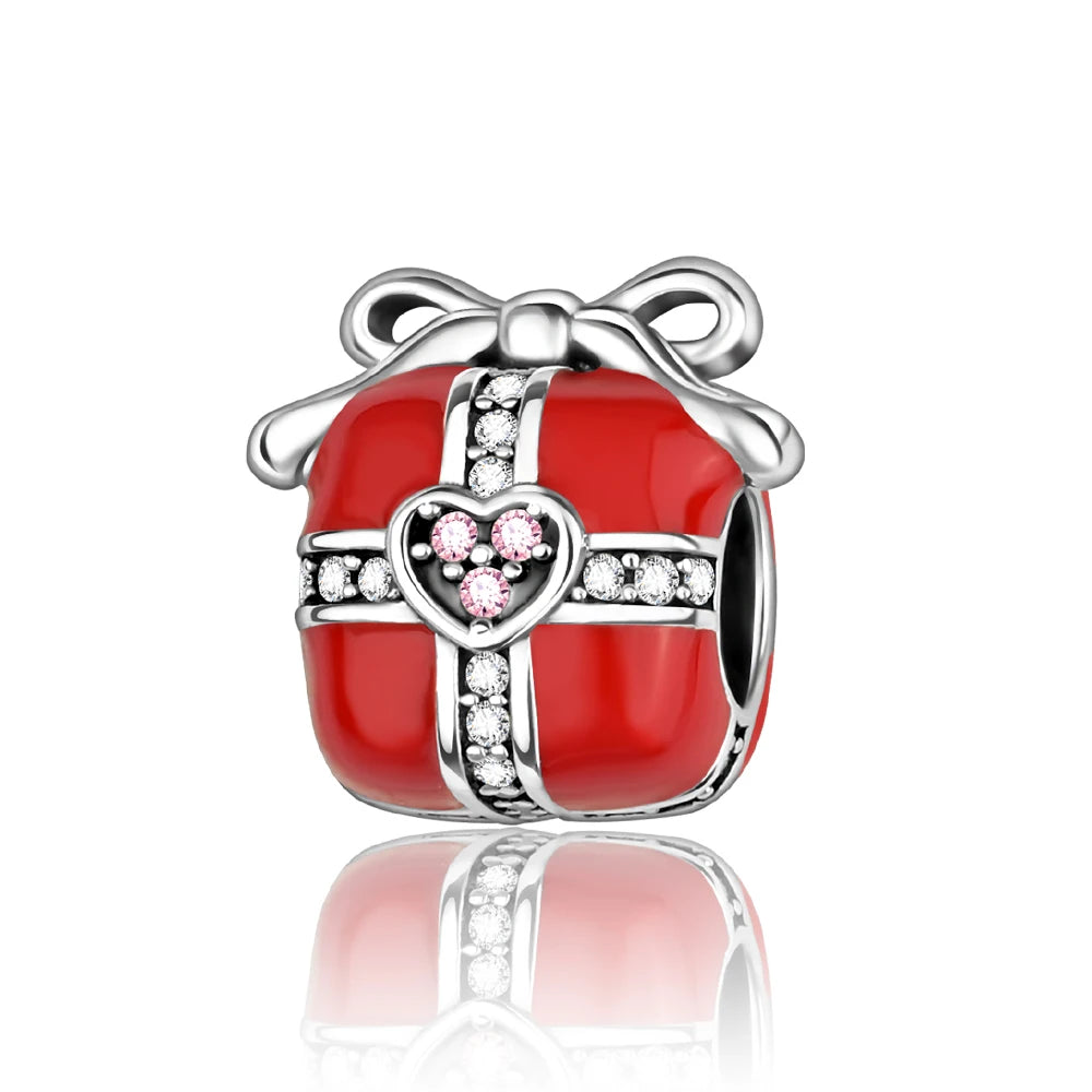 Frohe Weihnachten-Charm aus 925er-Sterlingsilber, Kiefernbaum, Weihnachtsmann, Schneehaus, passend für DIY-Armbänder, Halsketten, Urlaubs- und saisonale Geschenke