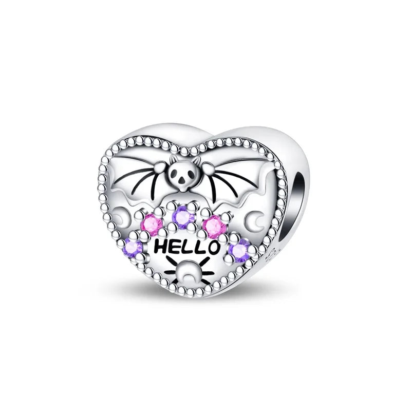 Heißer Verkauf 925er Sterlingsilber Kürbiskopfperlen & fliegende Hexe baumelnder Charm passend für Armband Halloween Anhänger Zubehör Geschenke