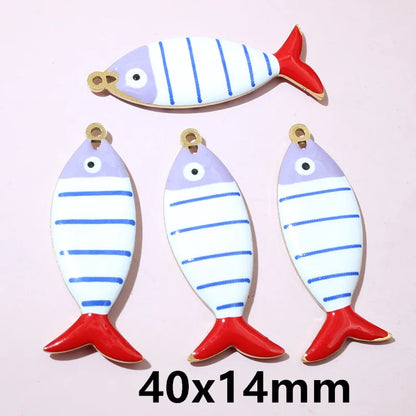 10 Stück Edelstahl Emaille Streifen Fisch Charms Anhänger 40x8/40x14mm DIY Schmuck Herstellung Zubehör für Halsketten Ohrringe