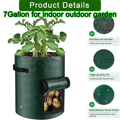 50 Stück 7-Gallonen-Wachstumsbeutel für Gemüse, Pflanzen mit Griffen, Töpfe für Pflanzen, Form für Garten, Blumentöpfe für Outdoor und Wohnzimmer