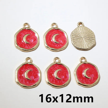 20 Stück Emaille Mond Herz Charms Anhänger Legierung Metall DIY Schmuck Herstellung Zubehör Ergebnisse für Armband Ohrringe Halskette