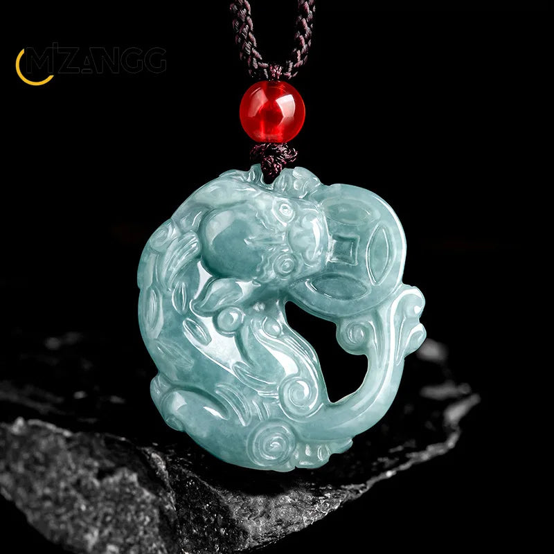 Myanmar A Goods Jadeit Blue Water Money Brave Anhänger Luxus Charm Herren und Damen Schmuck Jade Halskette Geschenk