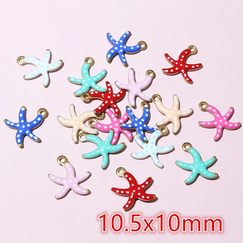 20 Stück Ozean Meeres tiere Krabben Seestern Riff Fisch Klavier Emaille Anhänger Charm Edelstahl DIY Schmuck Making Zubehör