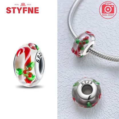 Echtes Sterlingsilber 925, Blumen-Charms, Glas, neue Original-Perle, bunt, Murano, passend für Original-Armbänder, DIY für Frauen, Schmuck, Geschenke