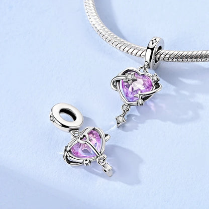 Lila Serie 925 Sterling Silber Traubenblüten Weinflasche Lebensbaum Tulpen Schnur-Dekoration Passend für DIY Armband Halskette Geschenk