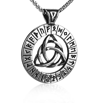 YILUOCD Viking Nordic Rune Halsketten für Männer Edelstahl Trinity Keltischer Knoten Anhänger Amulett Pagan Nordische Runen Jewerly