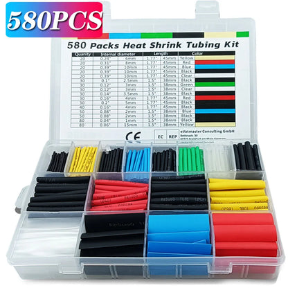 580/328/127PCS Schrumpfschläuche kit 2:1 Schrumpf Draht Schrumpfen Wrap Schläuche Draht Verbinden Abdeckung Schutz mit Heißluft Pistole