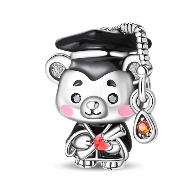 Heißer Verkauf 925er Sterlingsilber, niedliche Panda-Perlen und Pinguin-Anhänger, passend für Schlangenarmband, Boutique-Halskette, schwarzer Anhänger, Geschenk