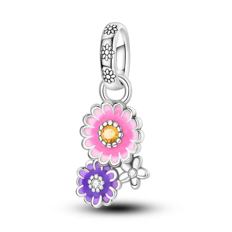 Sicherheitsketten aus 925er-Sterlingsilber, violette Serie, Schmetterling, Widder, Zwillinge, passend für Original-Armbänder, DIY-Schmuckherstellung, Geschenk für Frauen