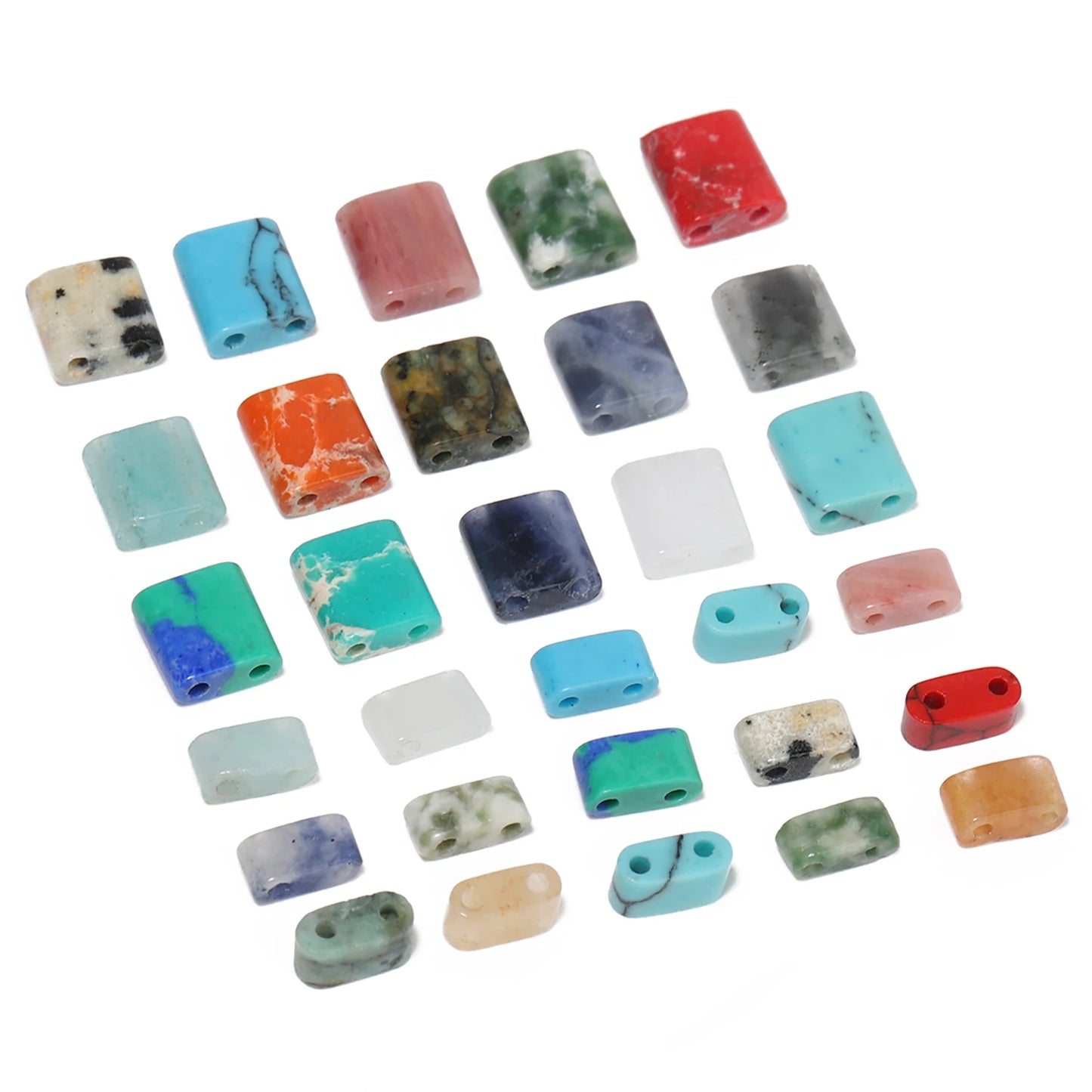 Naturstein Zwei Loch Perlen Doppellöcher Tigerauge Sediment Jaspis Rechteck Perlen für Handarbeit DIY Böhmen Armband Schmuck