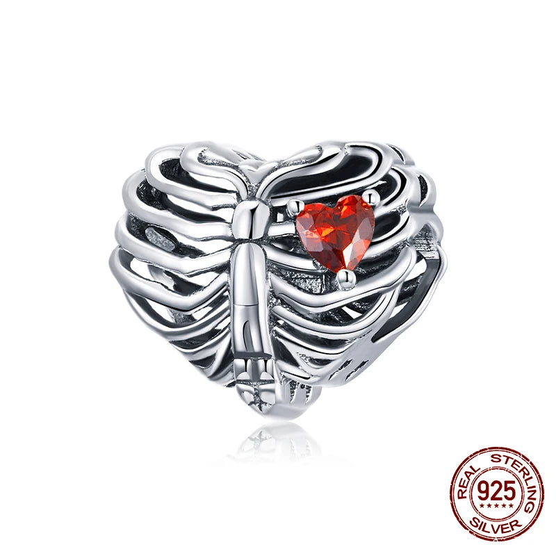 WOSTU Echt 925 Sterling Silber Herz Perlen Blume Retro Muster Charms Anhänger Fit Original DIY Armband Halskette Silber Schmuck