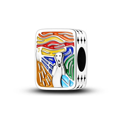 Malerei Kunst 925 Sterling Silber Verträumter Sternenhimmel Künstler Zeichenbrett Pinsel Schnur Fit DIY Armband Halskette Galerie Geschenke