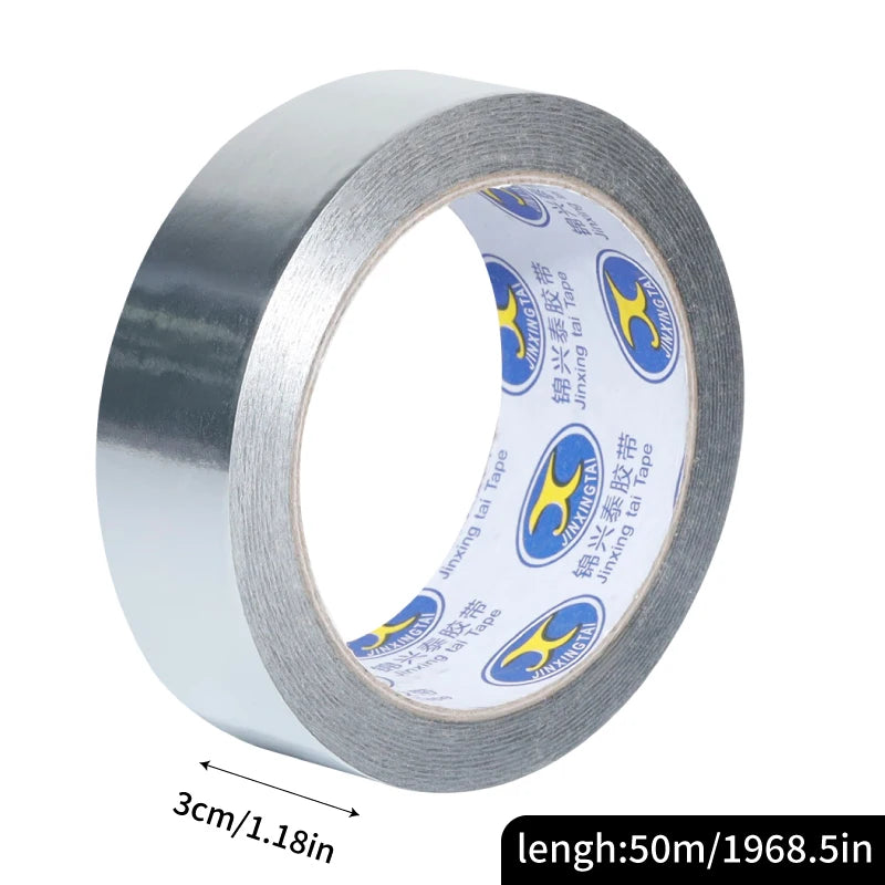 Aluminiumfolienband 50m, 50µ/0,05mm, Stark Klebend für Abdichtung, Isolierung, Hitzebeständigkeit, Verschiedene Breiten (2-20cm) für HVAC