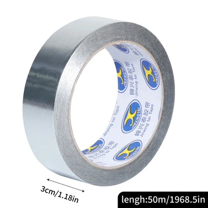 Aluminiumfolienband 50m, 50µ/0,05mm, Stark Klebend für Abdichtung, Isolierung, Hitzebeständigkeit, Verschiedene Breiten (2-20cm) für HVAC