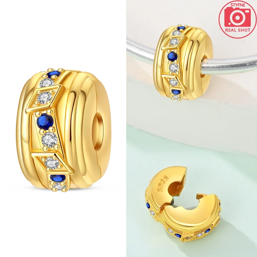 Original funkelnde Charm-Perlen aus 925er-Sterlingsilber, Gold, Rose, heller Stern, Herz, passend für Armbänder, DIY-Jubiläums-Schmuck, Geschenk