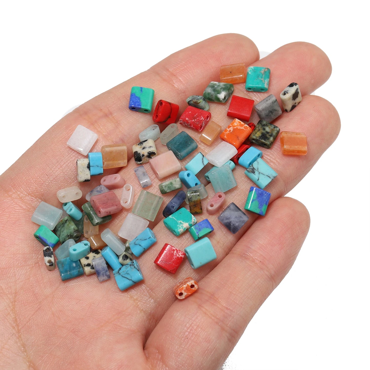 Naturstein Zwei Loch Perlen Doppellöcher Tigerauge Sediment Jaspis Rechteck Perlen für Handarbeit DIY Böhmen Armband Schmuck