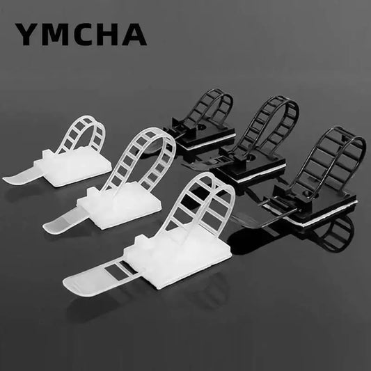 100 Stück DIY Kabelbinderhalter, verstellbares Loch, freier Draht-Organizer, selbstklebender Druckknopf, Kabelklemme, Netzwerkkabelgerät