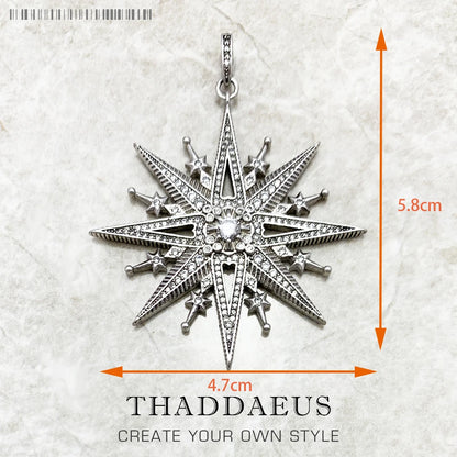 Anhänger Sun Star CZ Pave Sommer Winter Neu 925 Sterling Silber Edlen Schmuck Europa Stil Accessoires Geschenk für Männer Frau