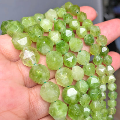 Facettierte Peridot-Steinperlen, grüner Olivin, lose August-Geburtssteinperlen für Schmuckherstellung, DIY-Armband-Zubehör, 6, 8, 10 mm