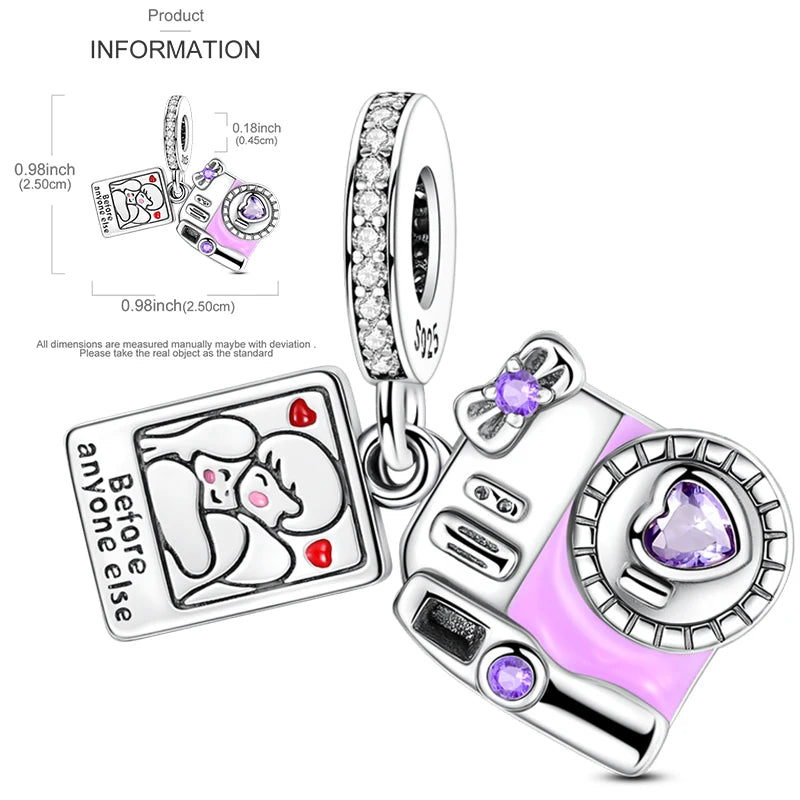 Charms aus 925er-Sterlingsilber, bunt, Sonnenblume, Hund, Jungen, Geschenkartikel, Schmetterling, Flugzeug, Erde, passend für Original-Anhänger, Schmuck, Make-up