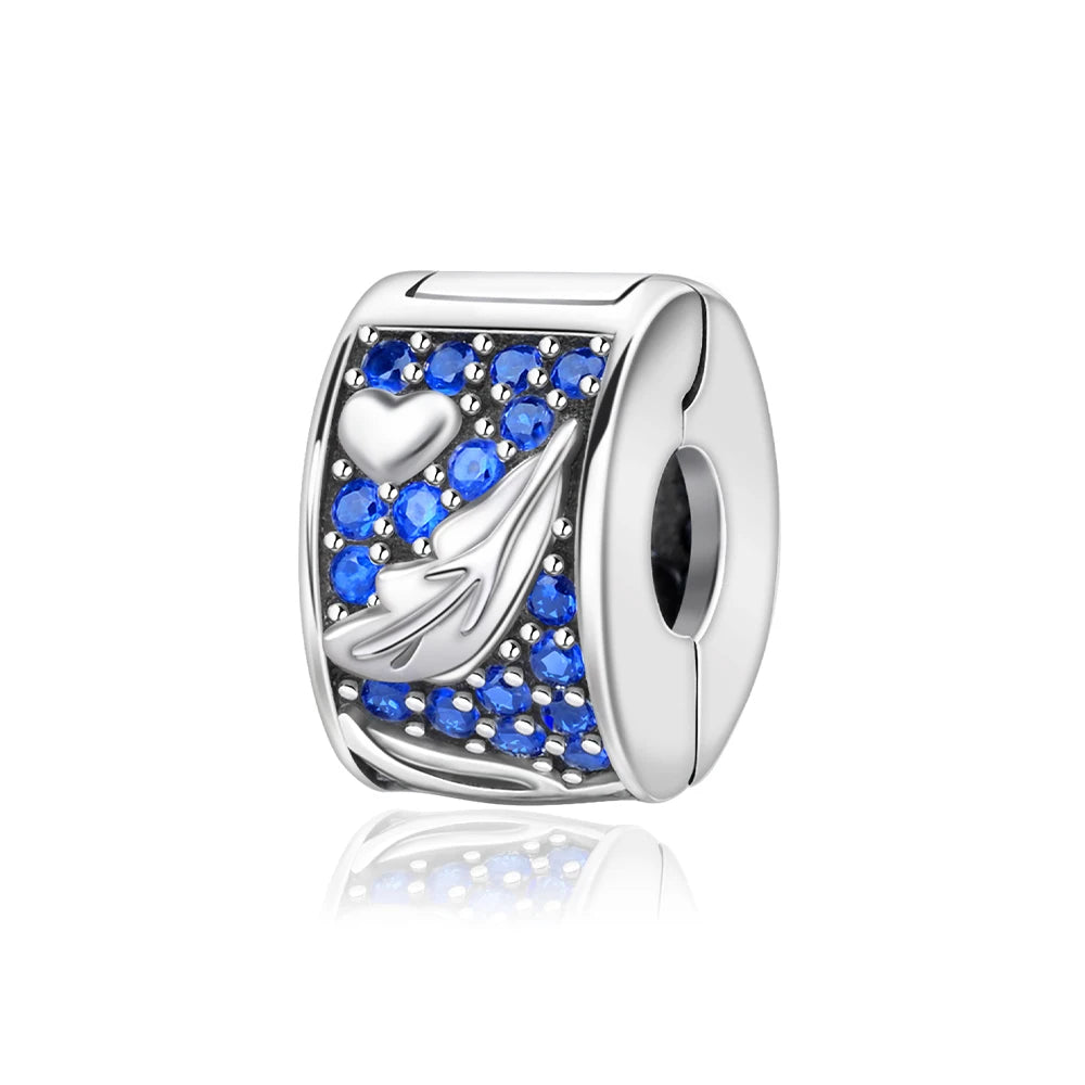 Blaue Serie 925 Sterling Silber Eidechsen-Herz Roboter Kaffee Mit Blumen Charms Passend für DIY Armband Halskette Casual Party Geschenke