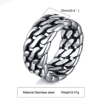 Coole Punk-Vintage-Natursteinringe für Männer, geometrische Siegelringe aus Edelstahl, stilvoller Retro-Ethno-Fingerschmuck als Geschenk