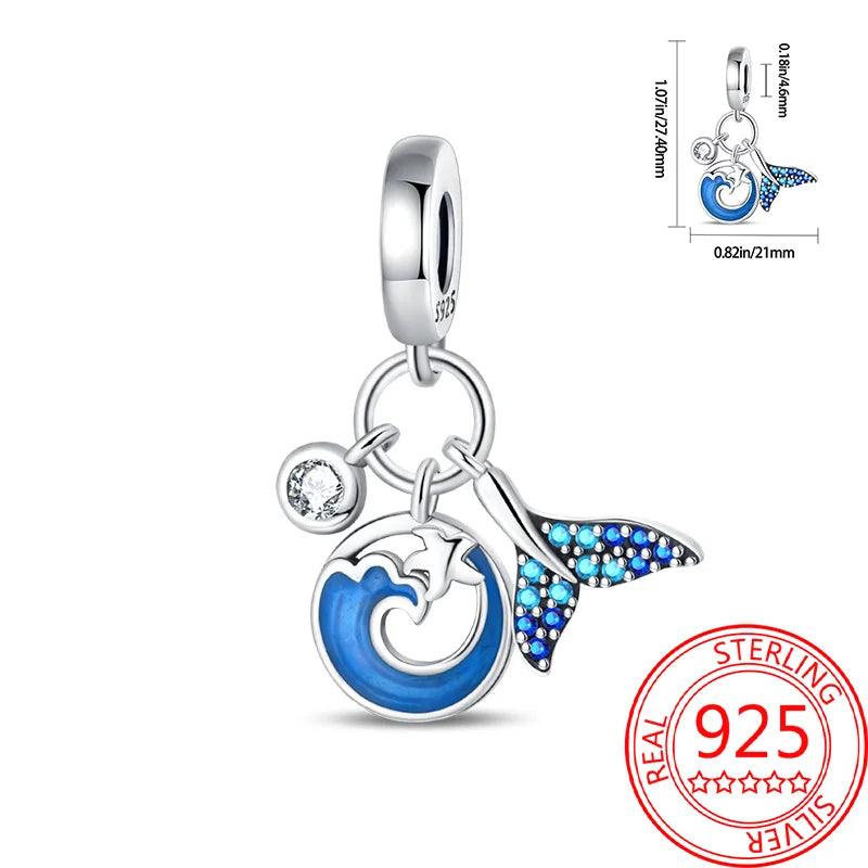Sommer-Charm-Anhänger aus 925er-Sterlingsilber, Sea World Kingdom, Perlen für Charms, Original-Armband für Damen, Schmuckherstellung