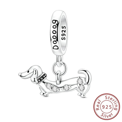 Neue Original Charms Perlen Anhänger 925 Sterling Silber Teddy Pudel Hund Katze Universal Schnalle Charms Fit Armband DIY Schmuck Geschenk