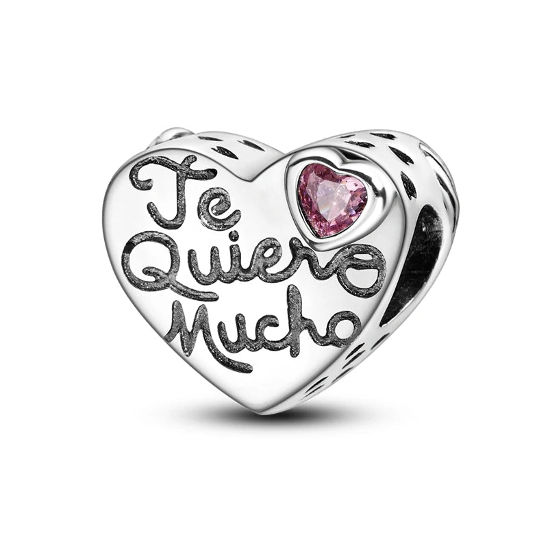 Neue 2025 925 Sterling Silber Charms Perlen Liebe Herz Rosa Original Charm Anhänger Fit Charm Armbänder DIY Schmuck Geburtstag Geschenk