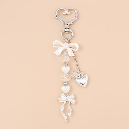 Aihua süße Y2K Metall Perle Liebe Herz Schleife Schlüsselanhänger für Frauen Mädchen Handtasche Anhänger DIY Schlüsselanhänger handgemachte Schmuck Geschenke