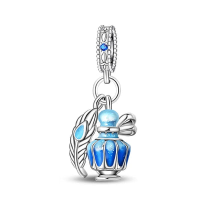 Exquisite Seestern-Perlen aus 925er-Sterlingsilber und vierblättriges Kleeblatt, baumelnder Charm für Armbänder und Halsketten, blaues romantisches Anhänger-Geschenk