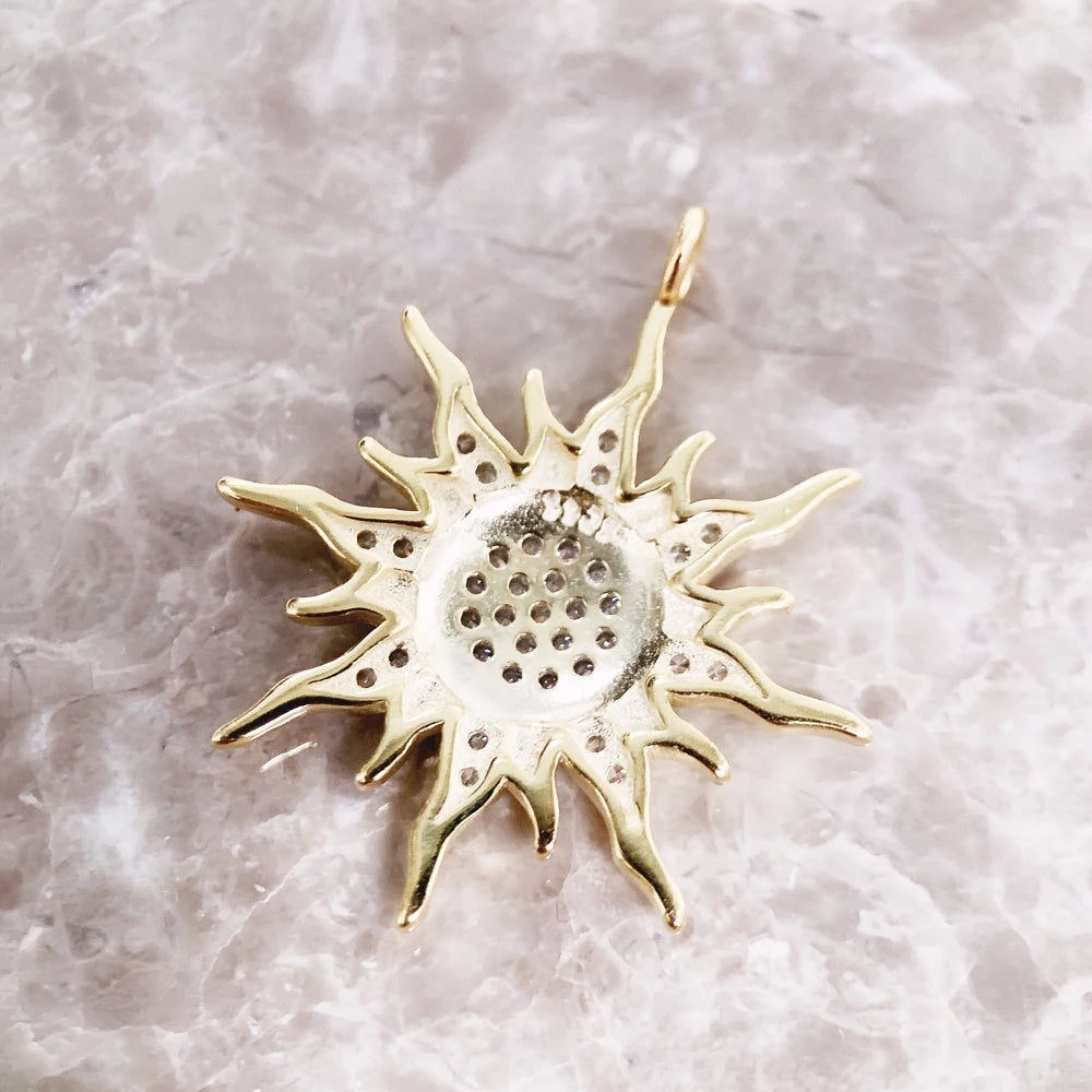 Anhänger Sun Star CZ Pave Sommer Winter Neu 925 Sterling Silber Edlen Schmuck Europa Stil Accessoires Geschenk für Männer Frau