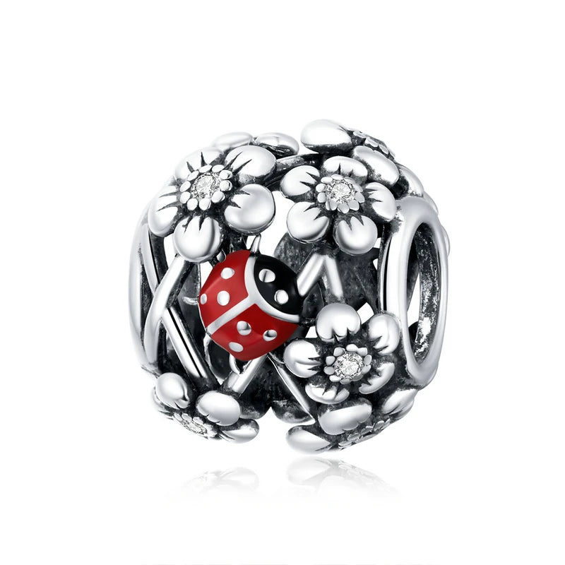 WOSTU Mode Frühjahr Serie Charms Perlen Echt 925 Sterling Silber Blume Vogel Pendent Fit Original-DIY Armband Halskette Schmuck